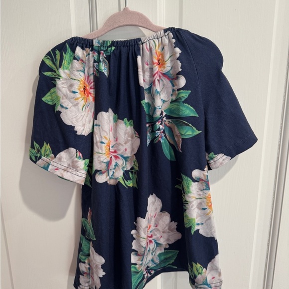 Mayah Kay 2T Girls White & Blue Floral 3/4 Sleeve Top Blouse - Picture 7 of 7